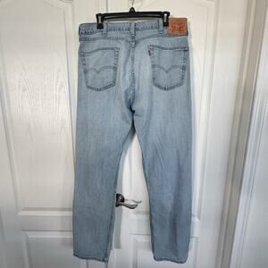 Levis 505 Jeans Mens 38x34 Blue Light Wash Cotton Straight Fit Denim Workwear